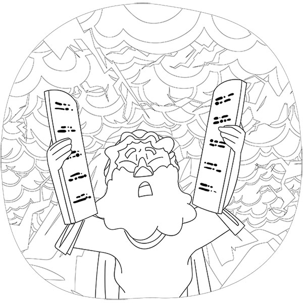 Moses receives the tablets of the ten commandments