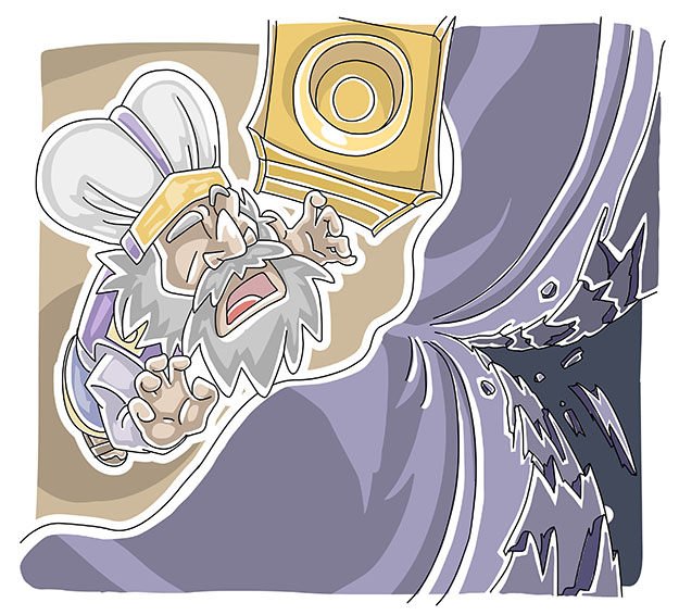 The curtain was torn in two