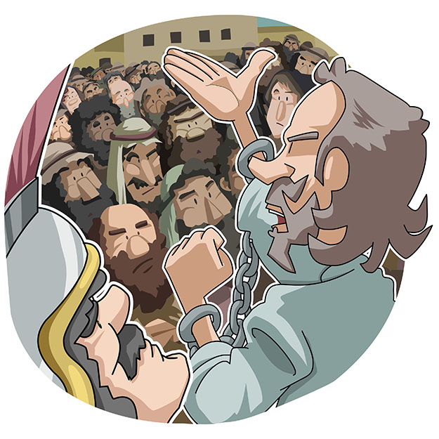 Paul Speaks to the Crowd